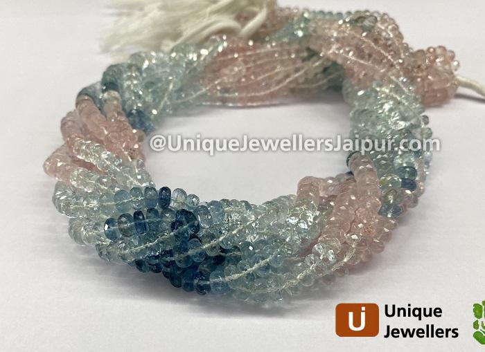 Multi Aquamarine Faceted Roundelle Beads