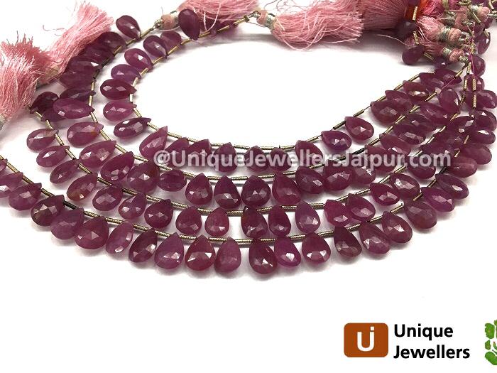 Ruby Far Briollete Pear Beads