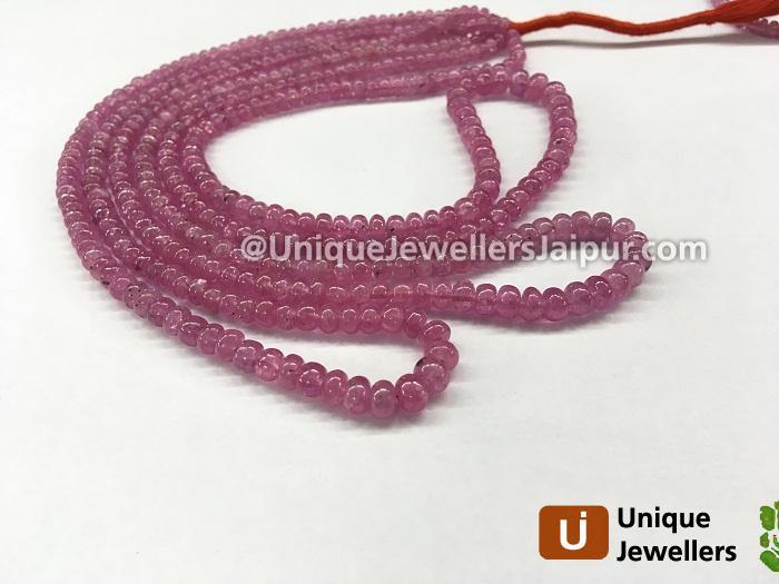 Pink Sapphire Smooth Roundelle Beads