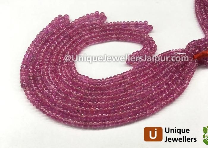 Pink Sapphire Smooth Roundelle Beads