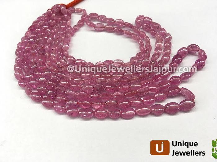 Pink Sapphire Smooth Oval Beads