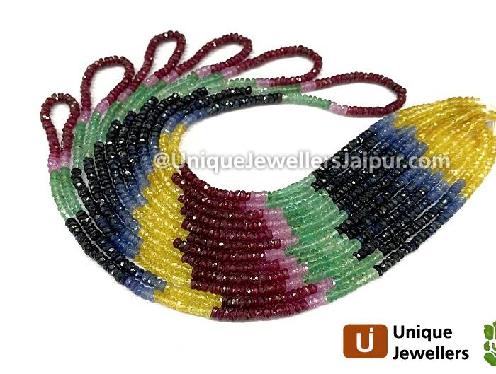 Multi Precious Faceted Roundelle Beads