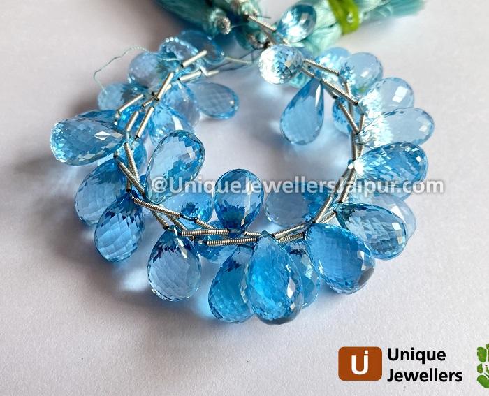 Sky Blue Topaz Faceted Drop Beads