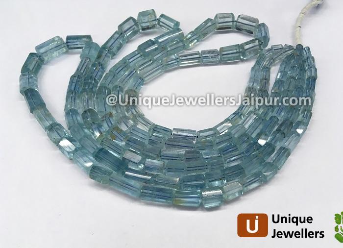 Moss Aquamarine Far Step Cut Cylinder Beads