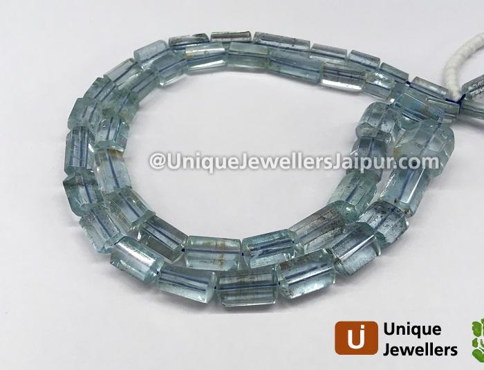 Moss Aquamarine Far Step Cut Cylinder Beads