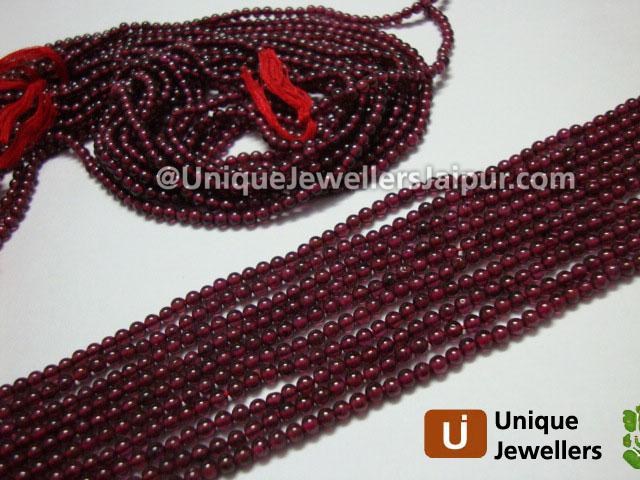 Garnet Plain Round Beads