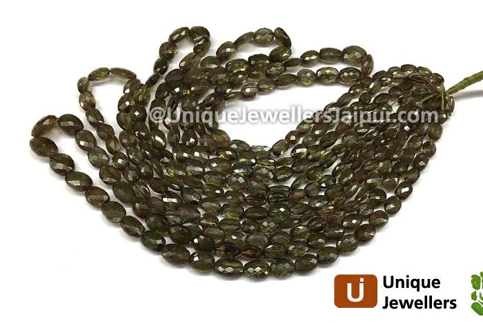 Green Andalusite Faceted Oval Beads