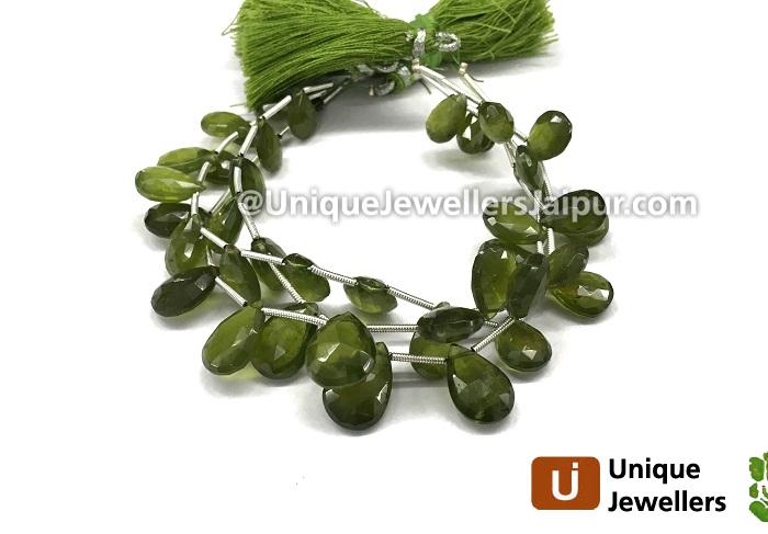 Vesuvianite Far Faceted Pear Beads 