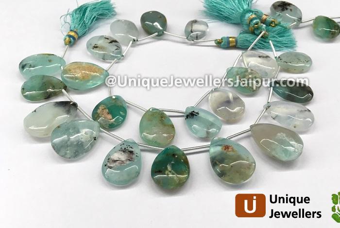 Natural Peruvian Blue Opal Smooth Pear Beads