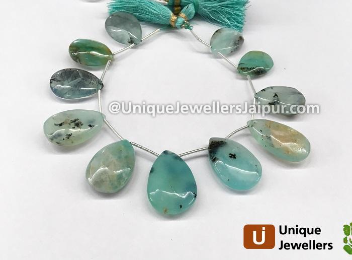 Natural Peruvian Blue Opal Smooth Pear Beads