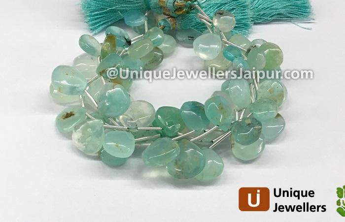 Natural Peruvian Blue Opal Smooth Heart Beads