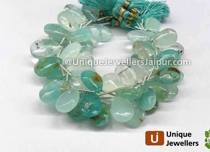 Natural Peruvian Blue Opal Smooth Pear Beads