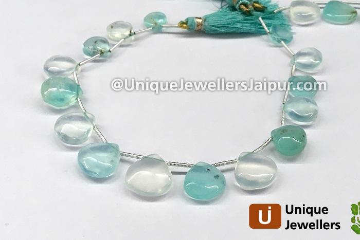 Natural Peruvian Blue Opal Smooth Heart Beads