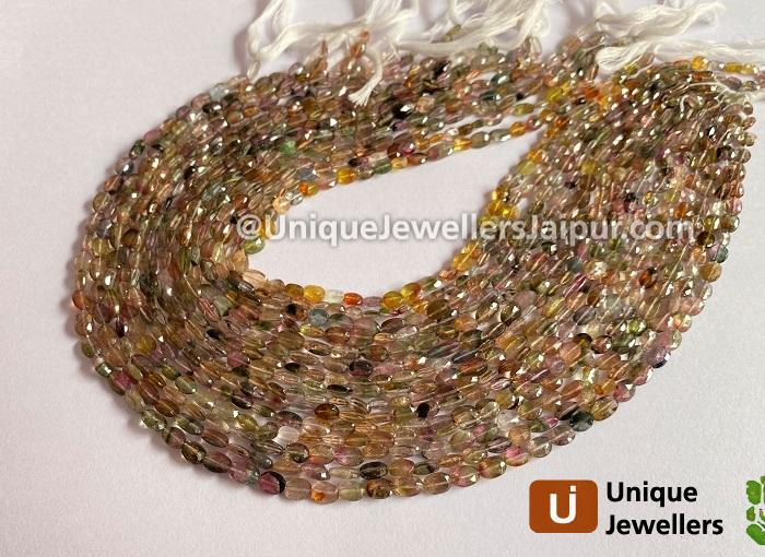 Bi Color Tourmaline Faceted Oval Beads