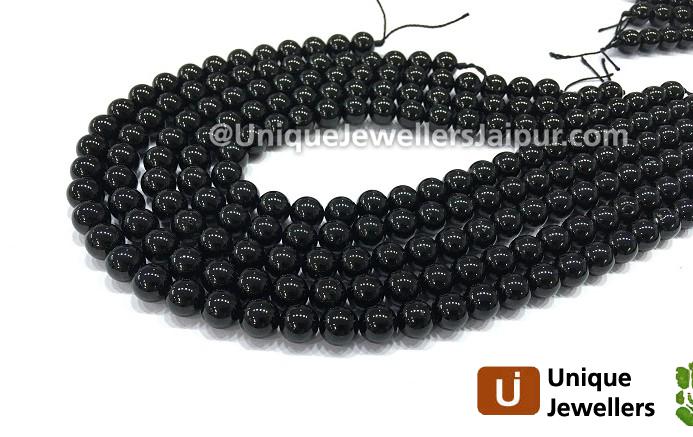 Black Tourmaline Smooth Round Beads