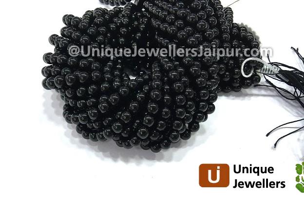 Black Tourmaline Smooth Round Beads