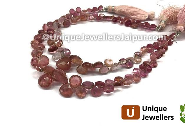 Moss Pink Tourmaline Faceted Heart Beads