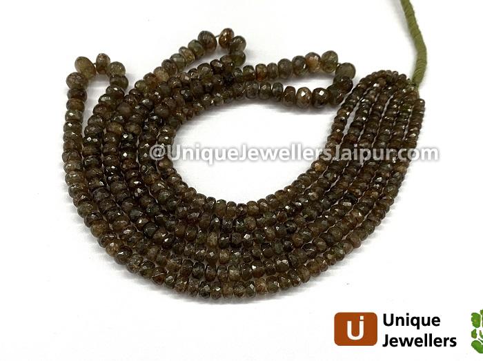 Green Andalusite Far Faceted Roundelle Beads