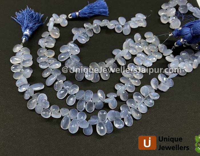 Chalcedony Faceted Pear Beads