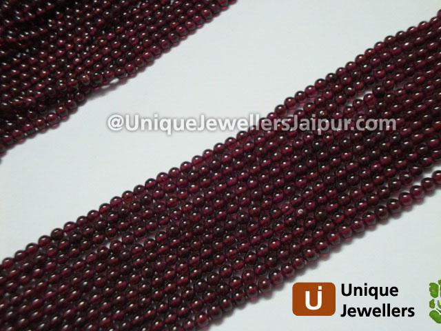 Garnet Plain Round Beads