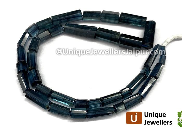 Indicolite Blue Tourmaline Step Cut Pipe Beads