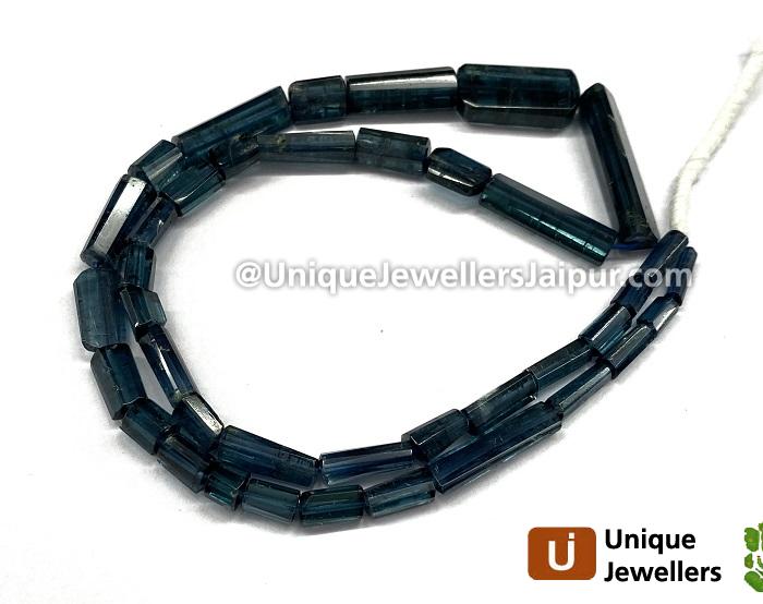 Indicolite Blue Tourmaline Step Cut Pipe Beads