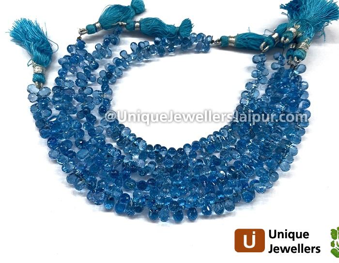 Swiss Blue Topaz Faceted Drop Beads