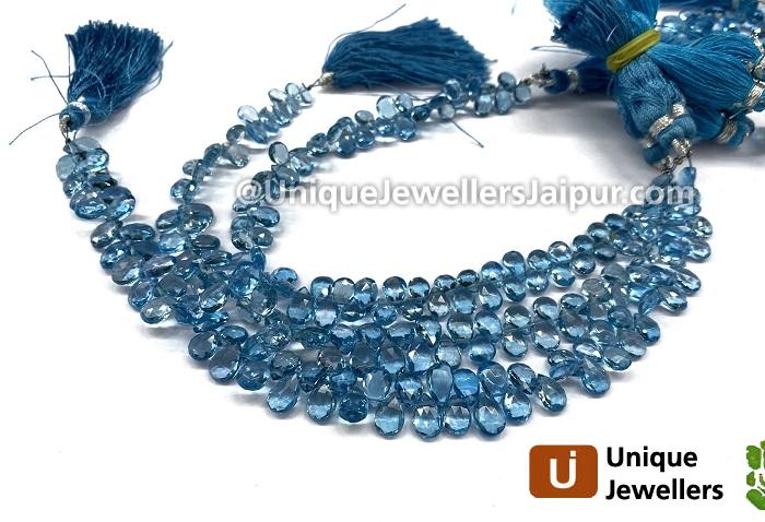 Swiss Blue Topaz Faceted Pear Beads