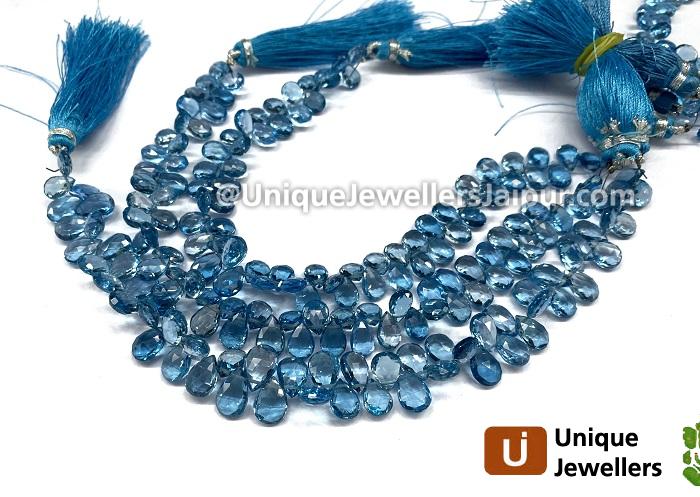 Swiss Blue Topaz Far Faceted Pear Beads