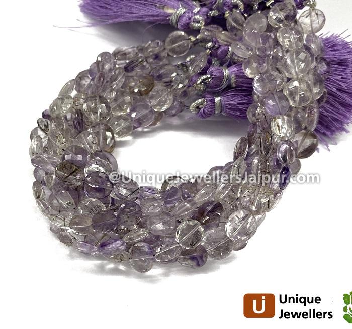 Moss Amethyst Faceted Coin Beads