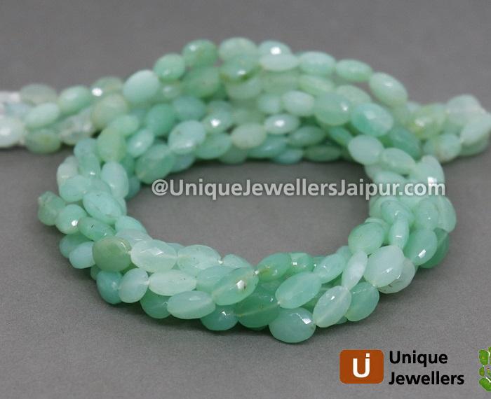 Green Opal Faceted Oval Beads