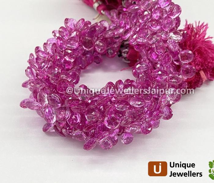 White Shadow Pink Topaz Faceted Pear Beads