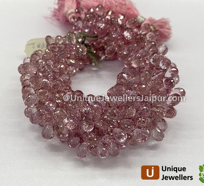 Pink Topaz Faceted Drop Beads