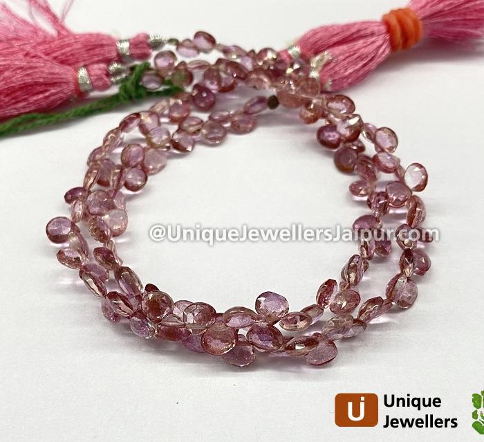 Pink Topaz Faceted Heart Beads