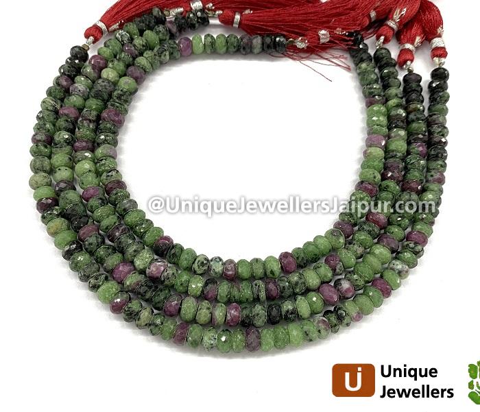 Ruby Zoisite Far Faceted Roundelle Beads