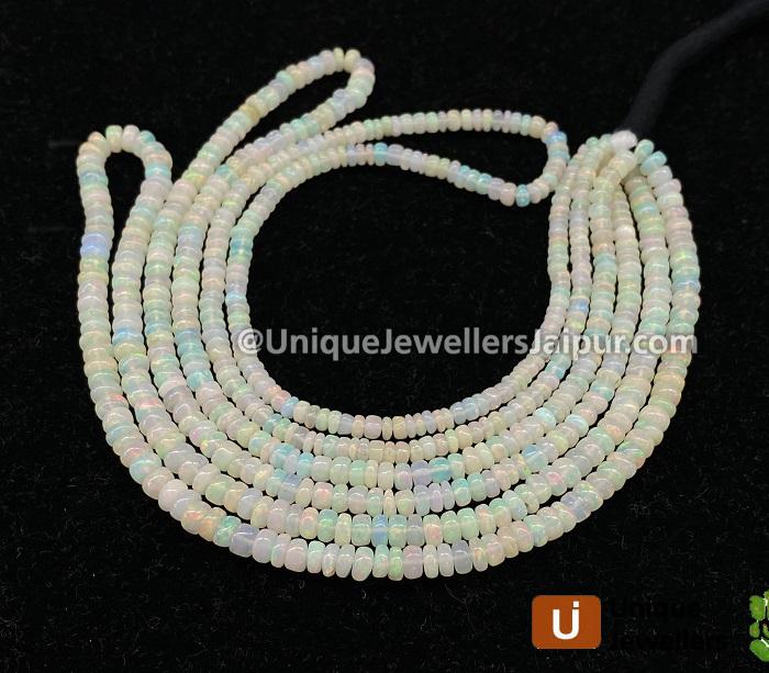 White Ethiopian Opal Smooth Roundelle Beads