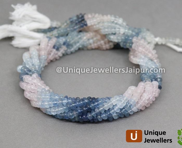 Multi Milky Aquamarine Smooth Roundelle Beads