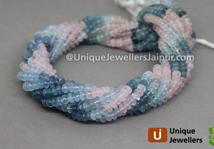 Multi Milky Aquamarine Smooth Roundelle Beads