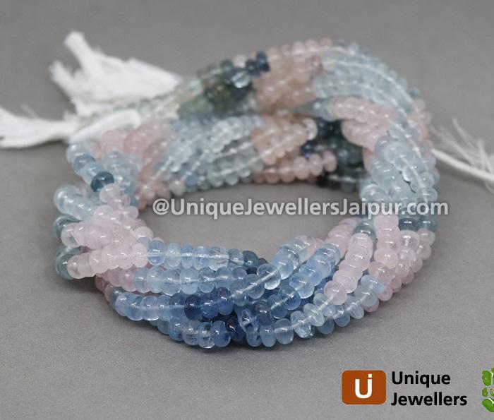 Multi Milky Aquamarine Far Smooth Roundelle Beads