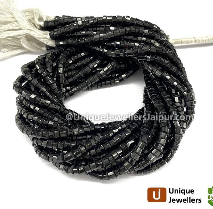 Black Spinel Faceted Tyre Beads