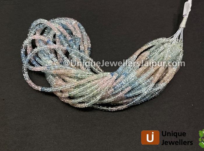 Multi Aquamarine Smooth Roundelle Beads