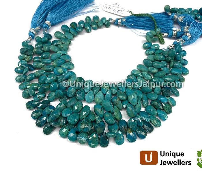 Blue Chrysocolla Faceted Pear Beads