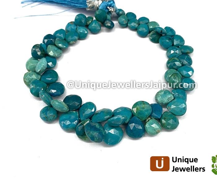 Blue Chrysocolla Faceted Heart Beads