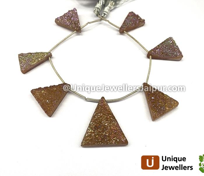 Apricot Pink Druzy Triangle