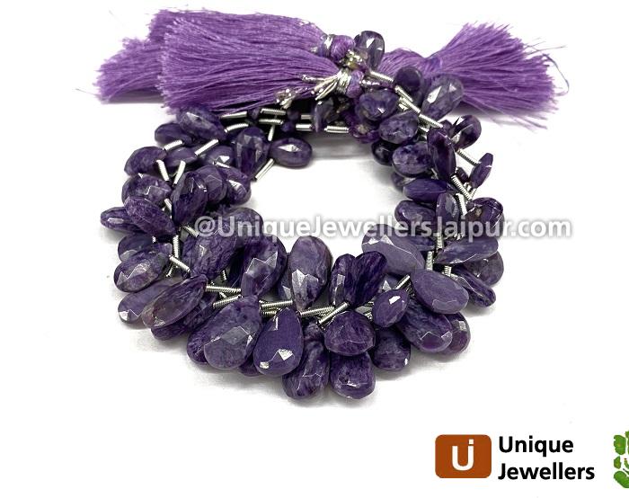 Charoite Faceted Long Pear Beads