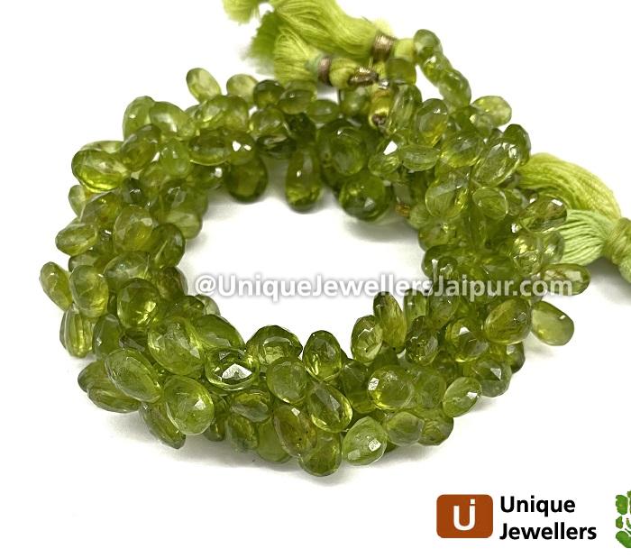 Peridot Far Faceted Pear Beads