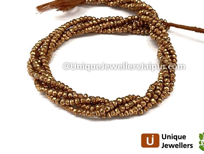 Copper Pyrite Faceted Roundelle Beads