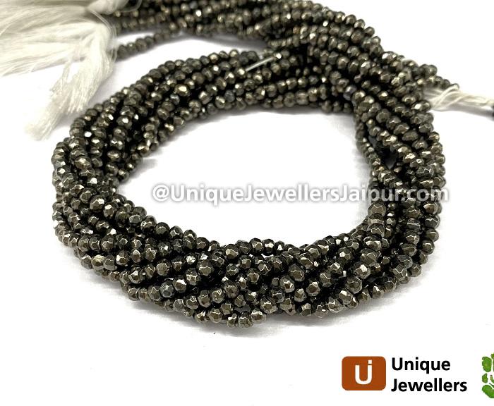 Gun Metal Pyrite Faceted Roundelle Beads