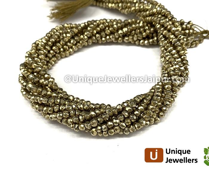 Swiss Coffee Pyrite Faceted Roundelle Beads