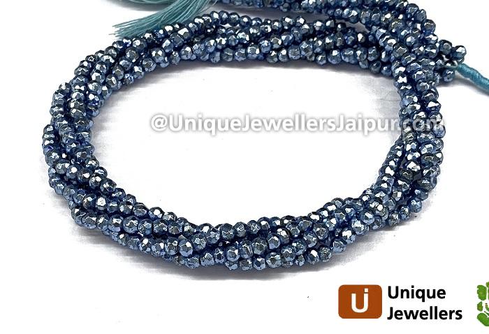 Pigeon Crest Blue Pyrite Faceted Roundelle Beads